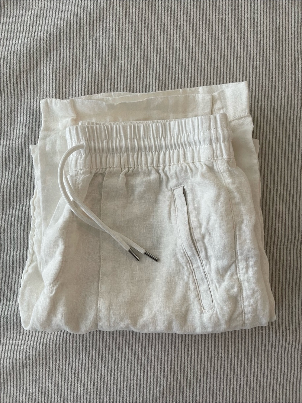 Athleta Off-White Linen Drawstring Pants Wide Leg Size 4T